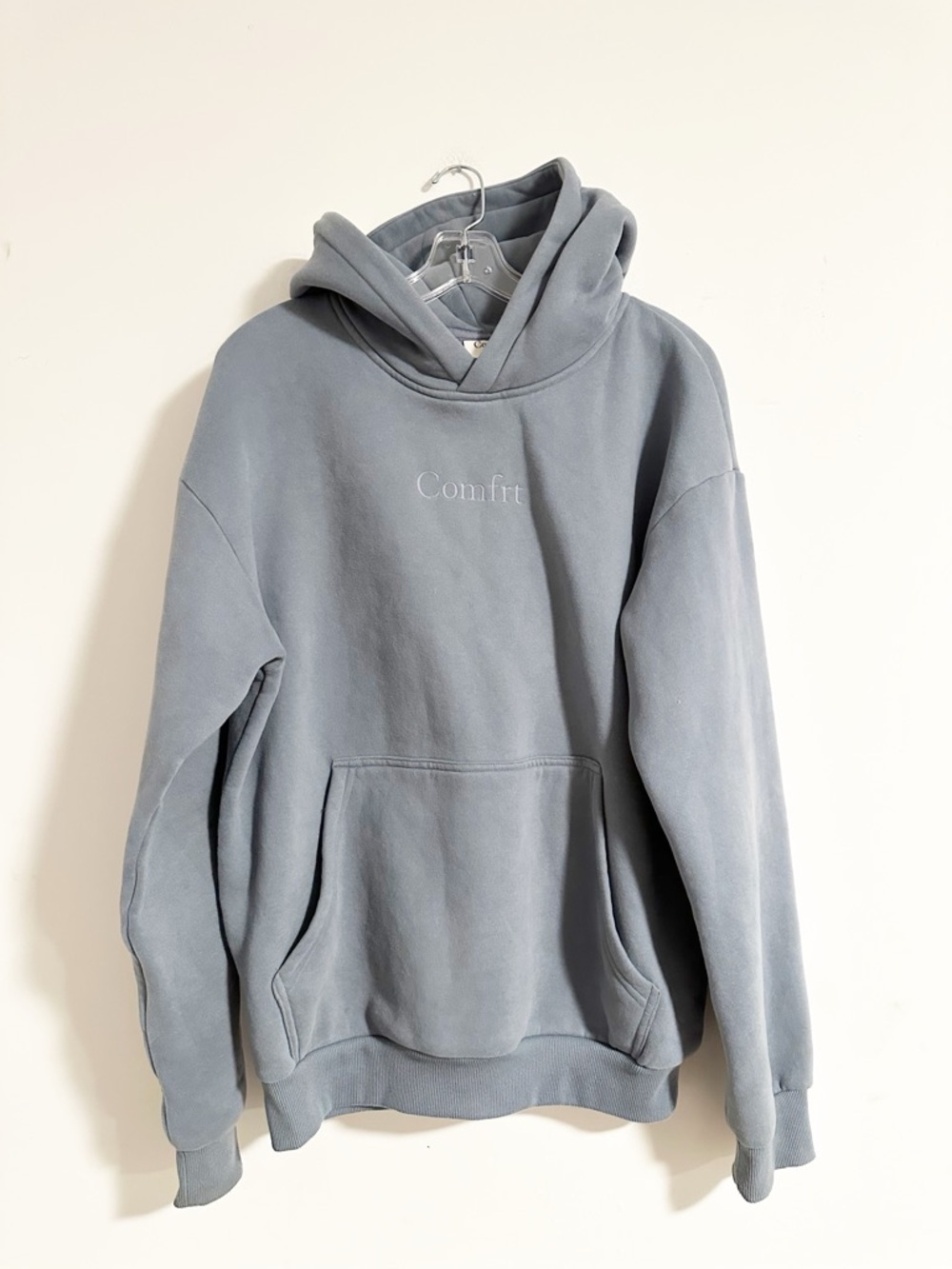 Comfrt Fog Gray Minimalist Hoodie Oversized Weighted Pullover Small